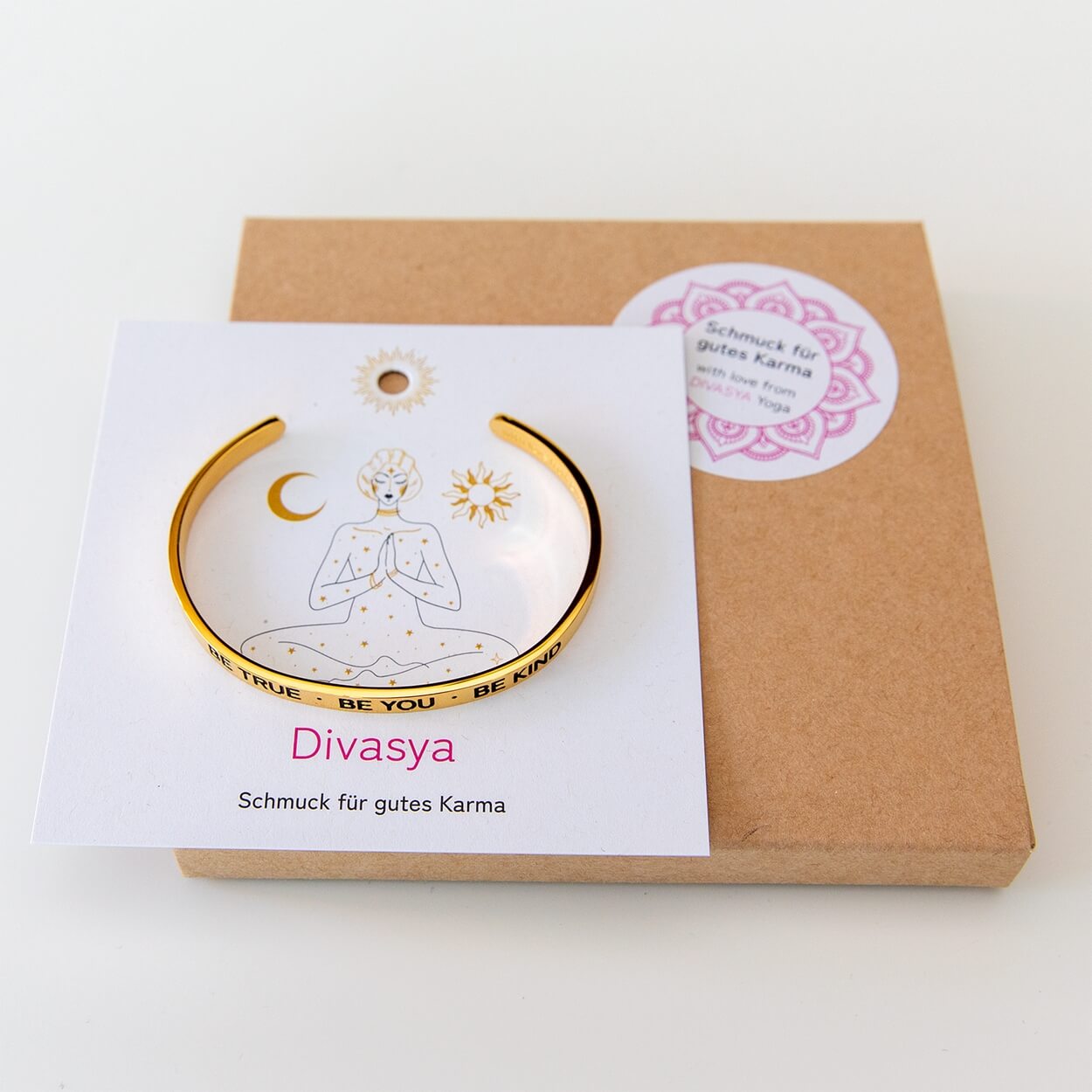 Armreif mit Gravur | vergoldet | "Be true - be you - be kind"