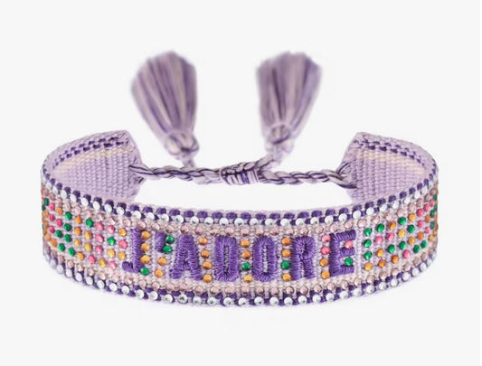 LUXUS Bling Statement Armband Lila bunt „J‘ADORE“