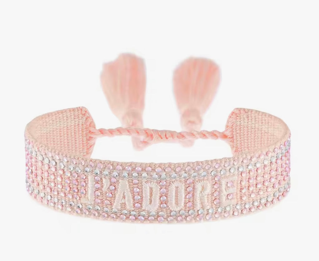 LUXUS Bling Statement Armband rosa „J‘ADORE“